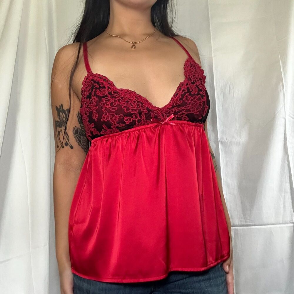silky lace floral slip top